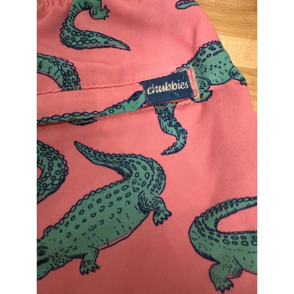 Chubbies 7” Swim Trunks Large Pink Gator Print Quick-Dry Board Shorts Mesh Lined - Picture 3 of 5